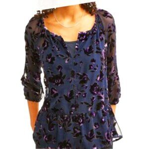 2pc.Faded Glory SZ 12-14 Purple & Navy Burnout Velvet Top Whimsigoth Boho 80's